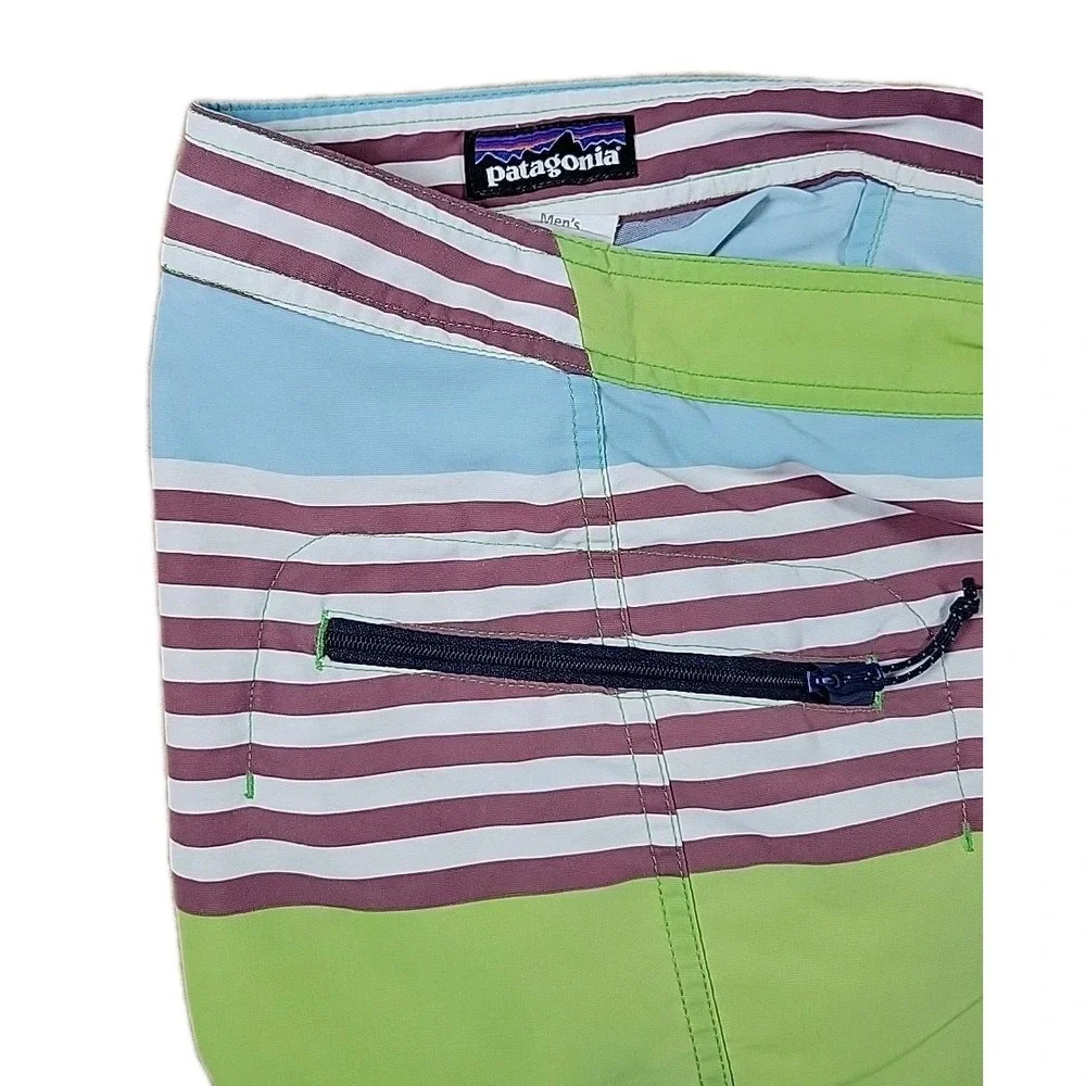 Patagonia Striped Board‎ Shorts Swim Trunks with Pocket Colorful Mens Size 32